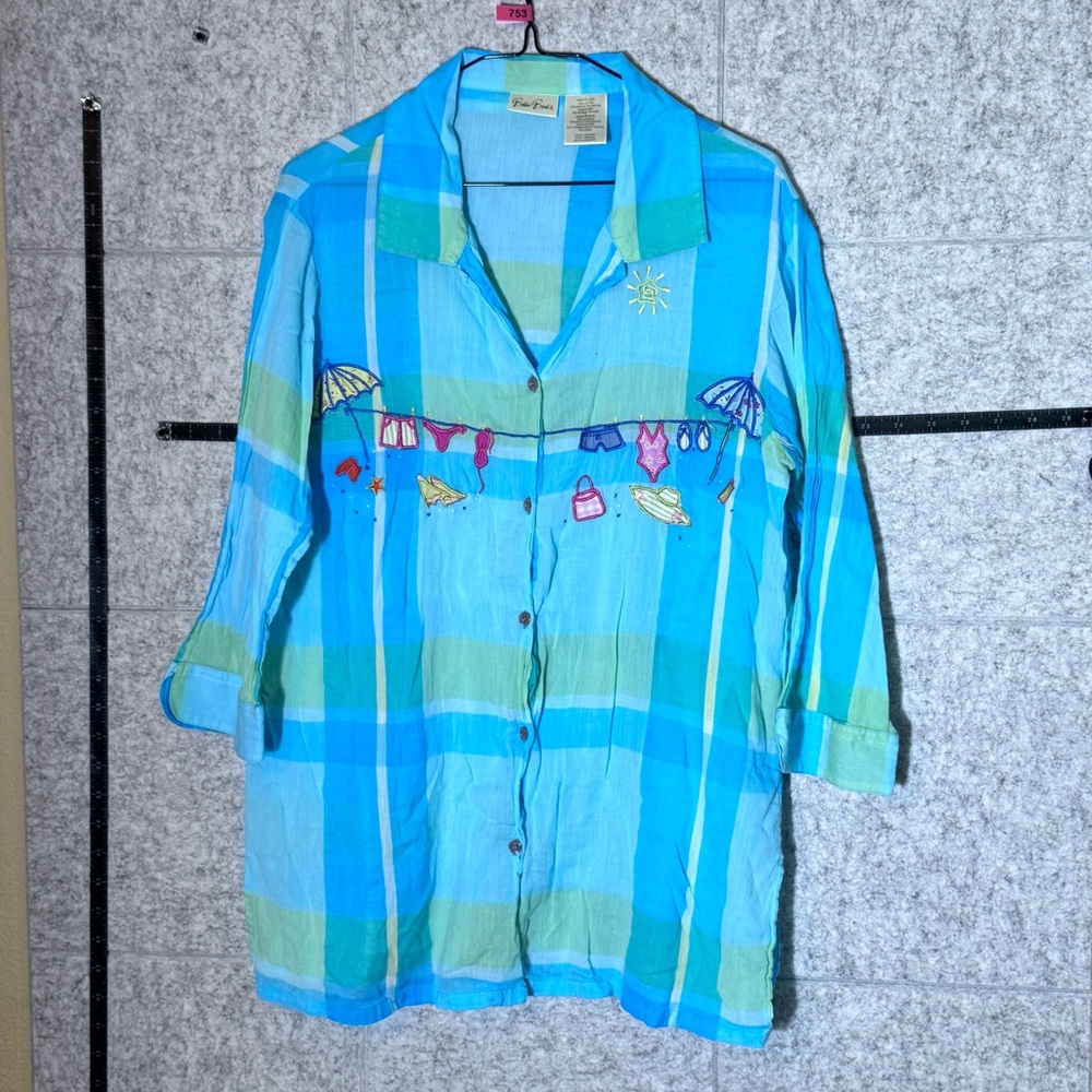 Bobbie Brooks Blue & Green Plaid Button-Down Shirt